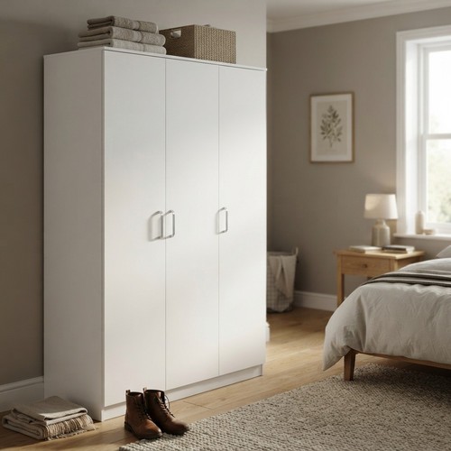Dakota white door wardrobe - white,